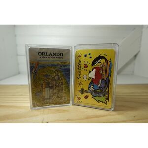 Vintage decks of playing cards set of two Orlando Seattle‎ NWT Retro Unisex